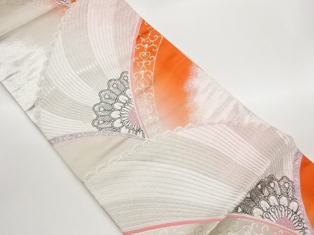 JAPANESE KIMONO / FUKURO OBI / WOVEN CURB & FLOWER CREST 